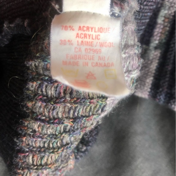 Vintage 90s Aztec Southwestern Wool Blend V-Neck Sweater XXL - Picture 9 of 9